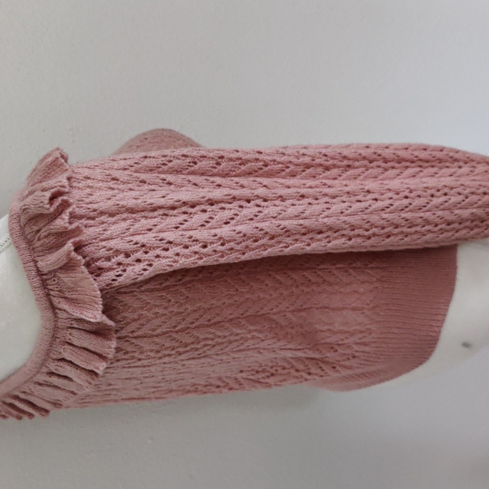 Open Knit With Ruffle Collar Sweater - Picture 3 of 9